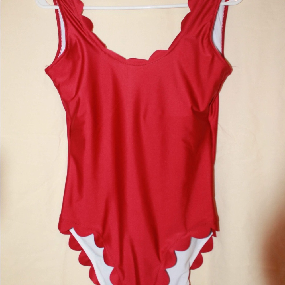 Red fringe swim suit